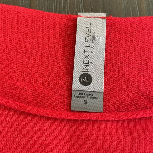 Next Level apparel ladies sweatshirt in red, size small. - Picture 3 of 7